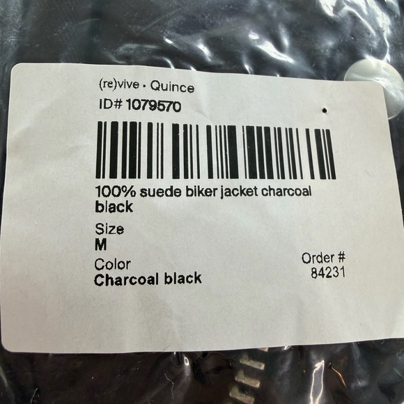 QUINCE 100% Suede Biker Jacket Color Charcoal Black Size M - Picture 7 of 8